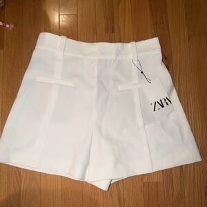Zara White High Waisted Shorts New with Original Tags Size M #preppy #nancymeyer